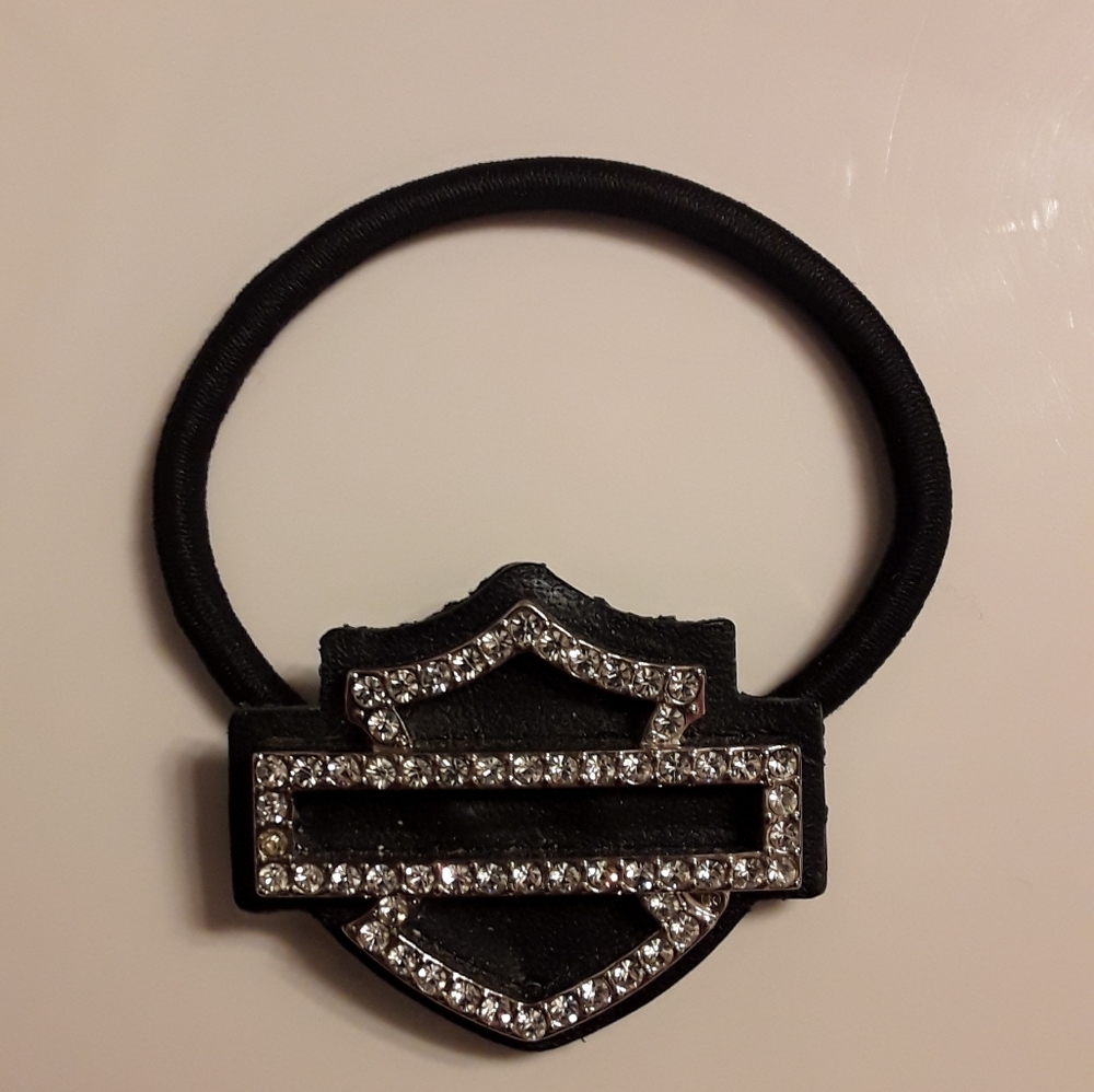 HARLEY DAVIDSON SHIELD RHINESTONE PONYTAIL HOLDER